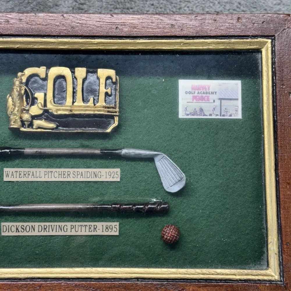 History of Golf Collectible Shadow‎ Box Wood Framed Hanging Display Case